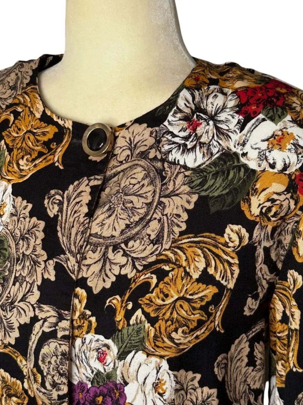 Vintage Norton McNaughton Baroque Floral Jacket Blouse Size 10 80s Tapestry